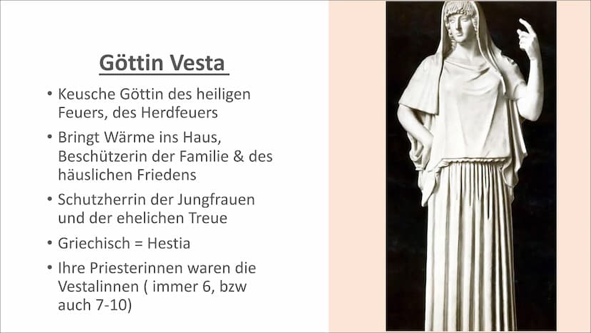 
<h2 id="gttinvesta">Göttin Vesta</h2>
<p>Die vestalinnen waren die Priesterinnen der Göttin Vesta. Diese Göttin war die keusche Göttin des 