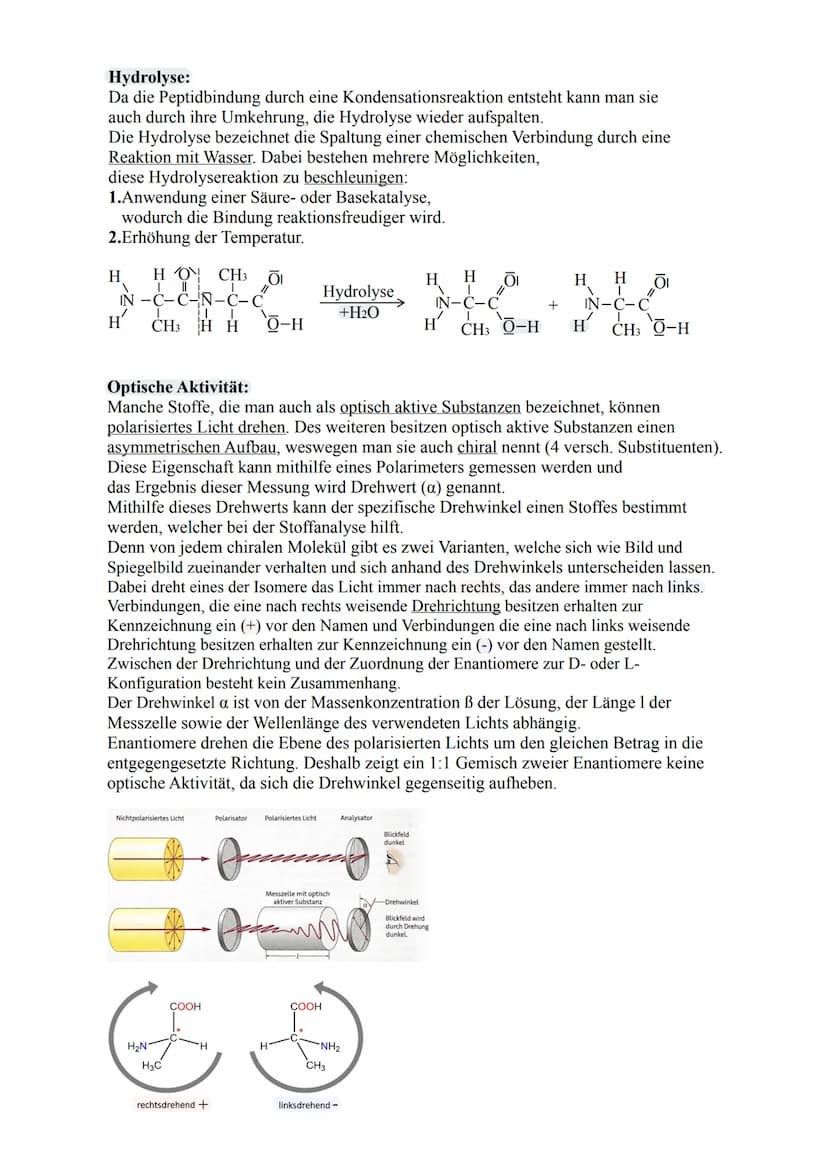 Aminosäure
Strukturformel:
COOH
I
H₂N-C-H
I
R
L-Aminosäure
COOH
I
H-C-NH2
T
R
D-Aminosäure/
kommt in der Natur vor / Aminogruppe ist in der 