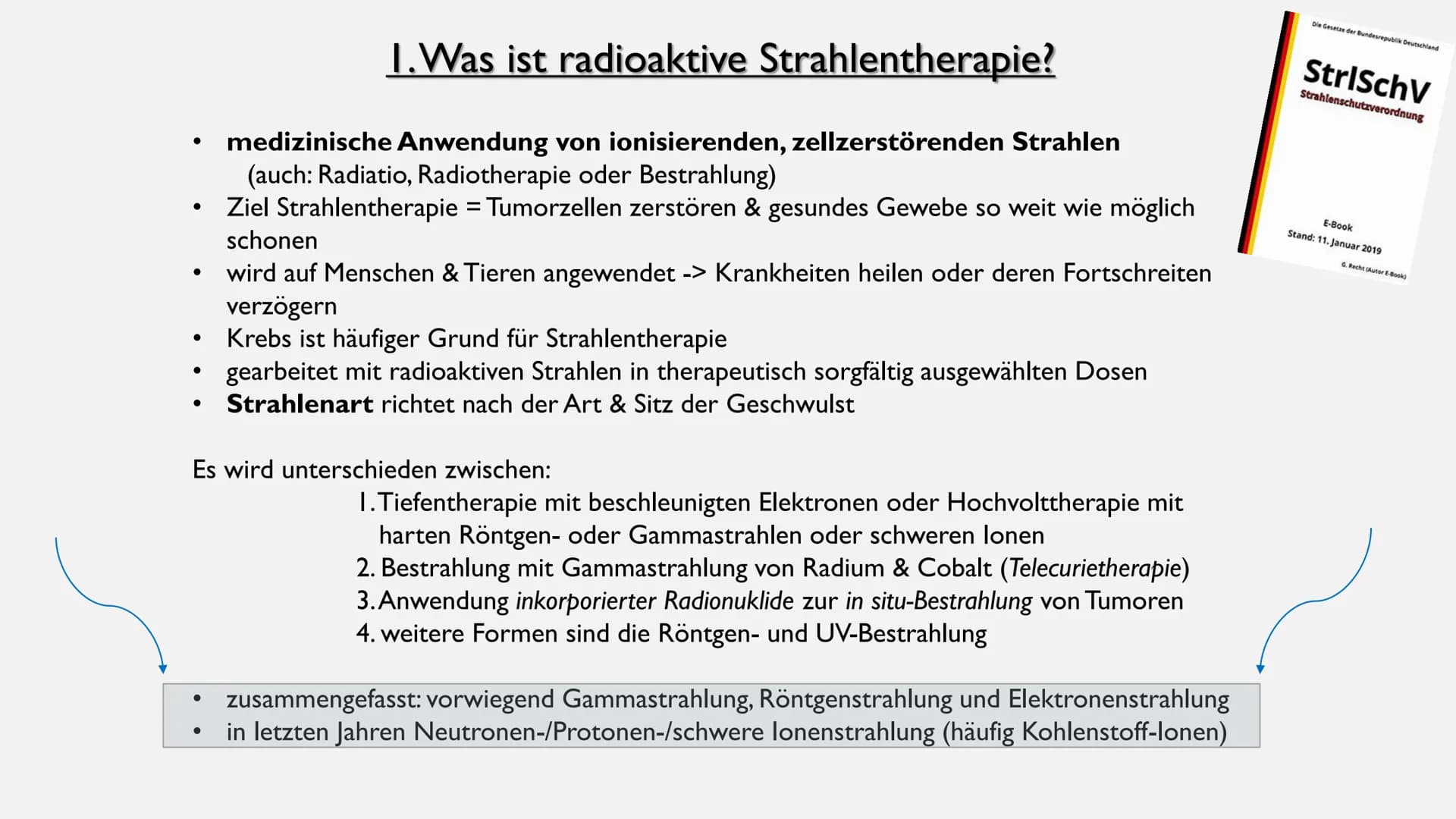 RADIOAKTIVITÄT
IN DER MEDIZIN BEHANDLUNG
- DIE STRAHLENTHERAPIE ZUR KREBSBEHANDLUNG ●
●
●
●
●
●
GLIEDERUNG
Was ist radioaktive Strahlenthera
