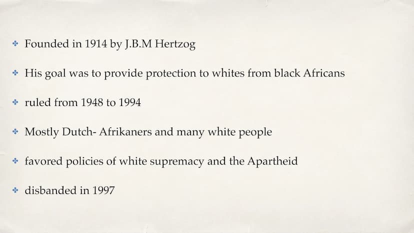 Life during Apartheid in South Africa Structure
• What is Apartheid
. When\How was it established
How was the life during Apartheid
When\How