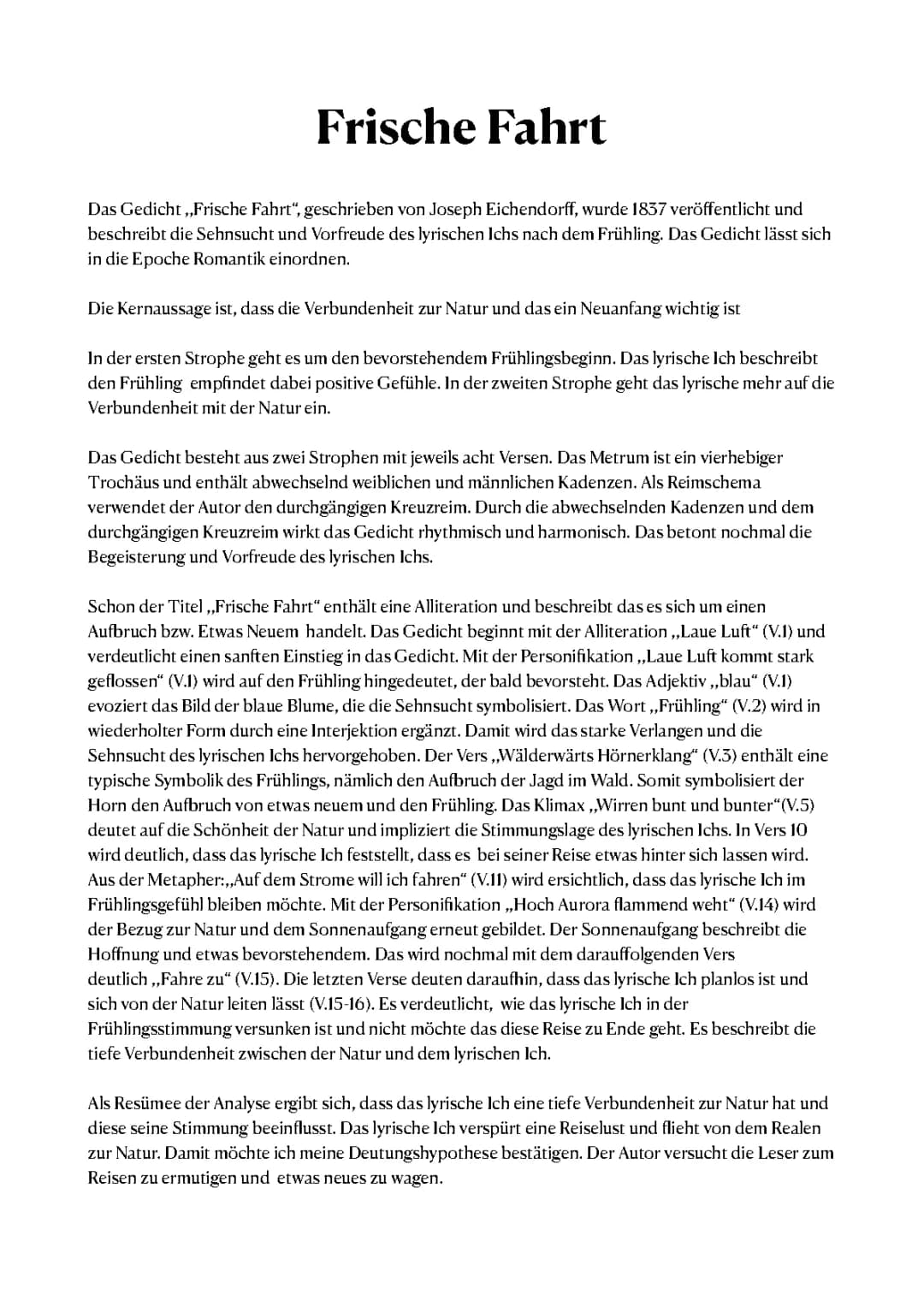 Gedichtanalyse von ,,Frische Fahrt“ 