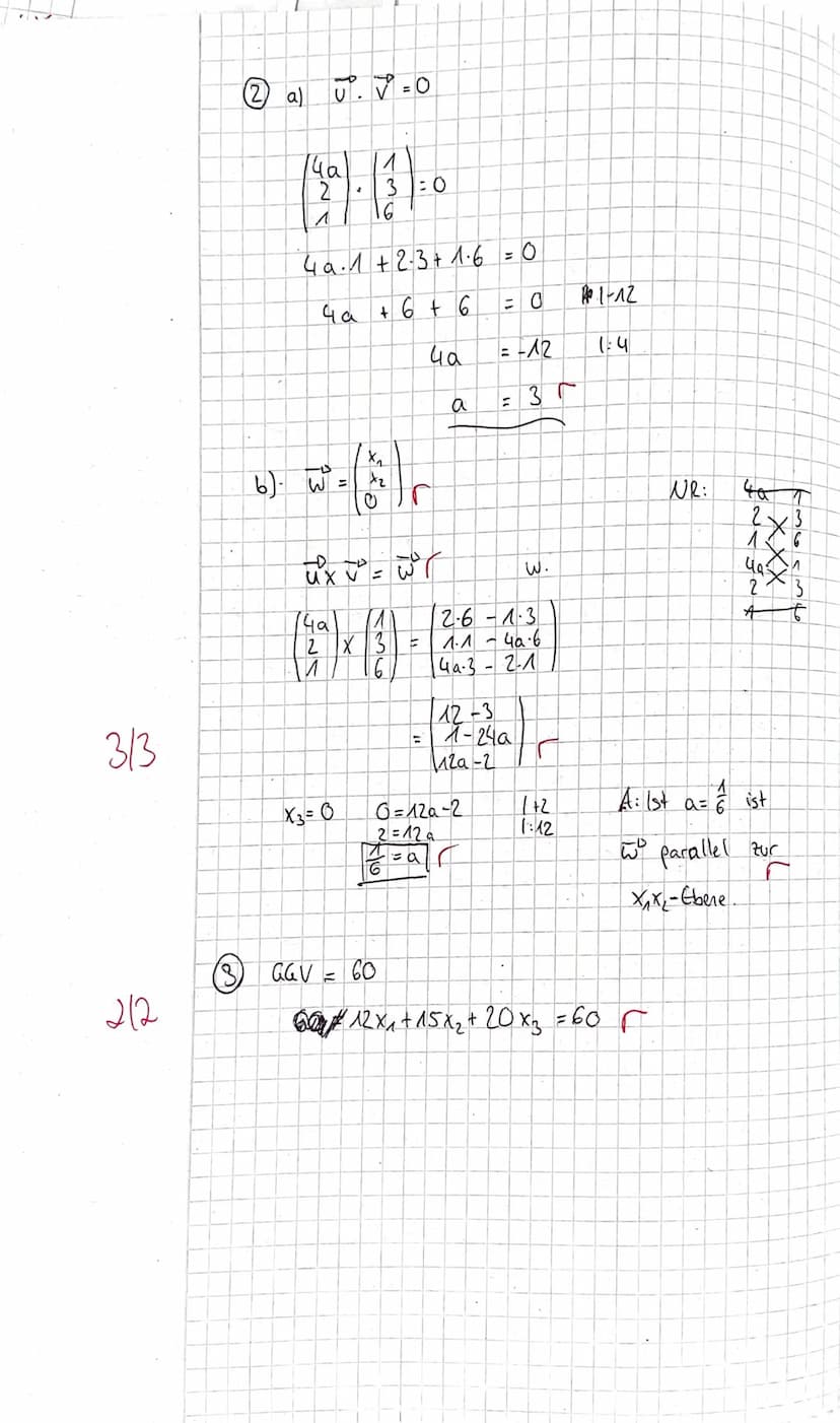 
<h2 id="aufgabe1">Aufgabe 1</h2>
<p>Gegeben sind die drei Punkte A(-1|2|2), B(3|10|3) und C(10|6|7).<br />
a) Zeige, dass das Dreieck ABC g
