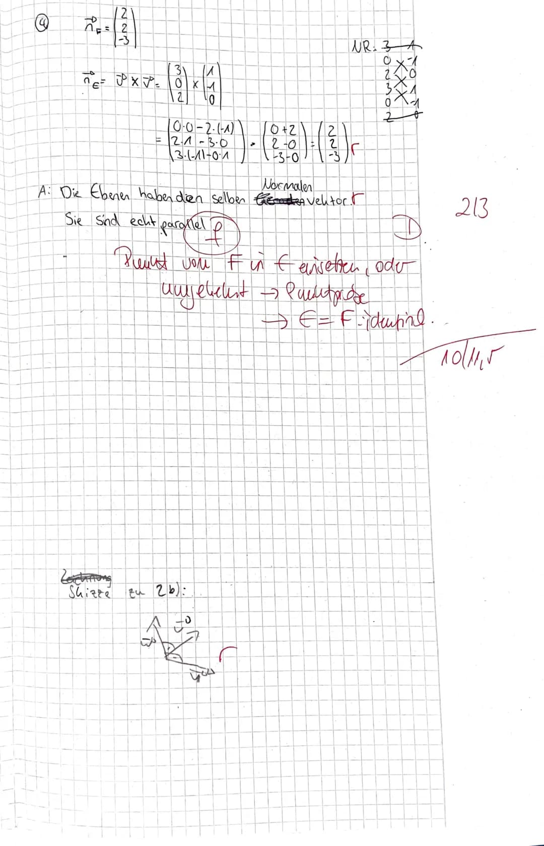 
<h2 id="aufgabe1">Aufgabe 1</h2>
<p>Gegeben sind die drei Punkte A(-1|2|2), B(3|10|3) und C(10|6|7).<br />
a) Zeige, dass das Dreieck ABC g