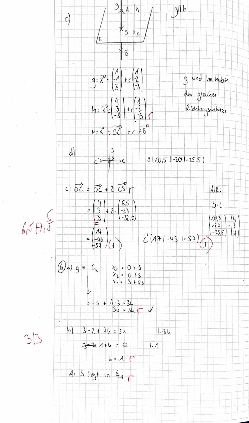 
<h2 id="aufgabe1">Aufgabe 1</h2>
<p>Gegeben sind die drei Punkte A(-1|2|2), B(3|10|3) und C(10|6|7).<br />
a) Zeige, dass das Dreieck ABC g