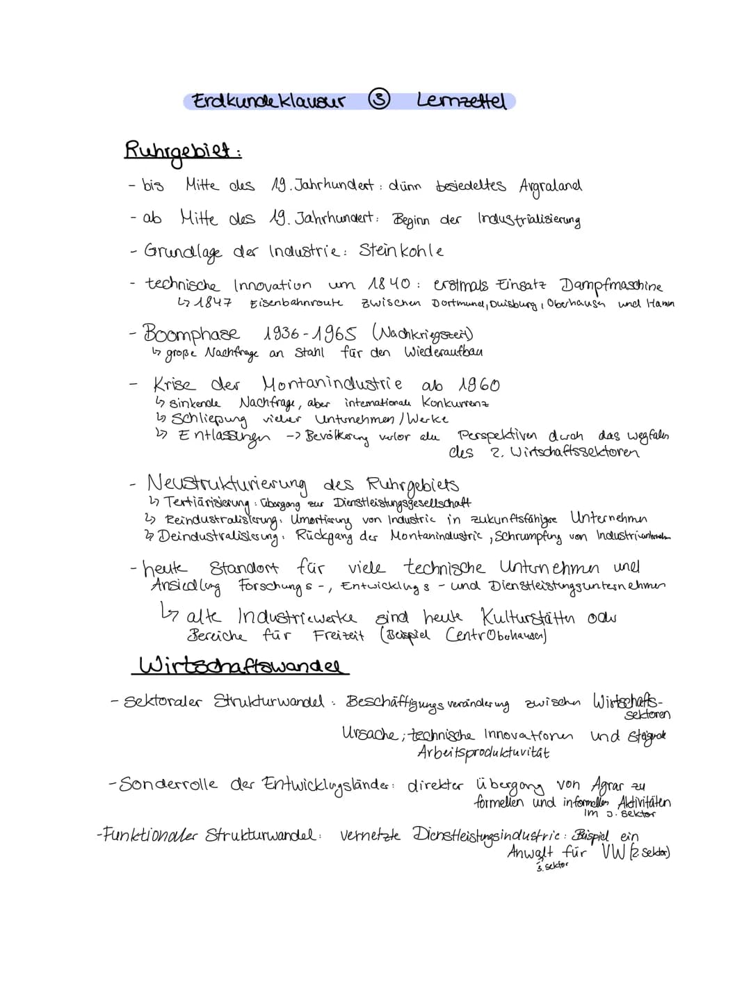 Erdkunde klausur
Ruhrgebiet:
Lemzettel
- bis
Mitte des 19. Jahrhundert: dünn besiedeltes Argraland
- ab Mitte des 19. Jahrhundert: Beginn de