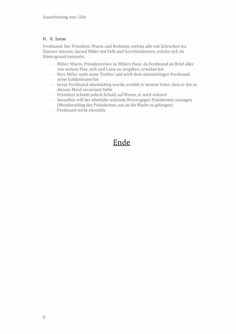 09.12.2023
| KABALE UND LIEBE
PERSONEN:
Präsident von Walter, am Hof eines deutschen Fürsten
Ferdinand, sein Sohn, Major
Hofmarshall von Kal