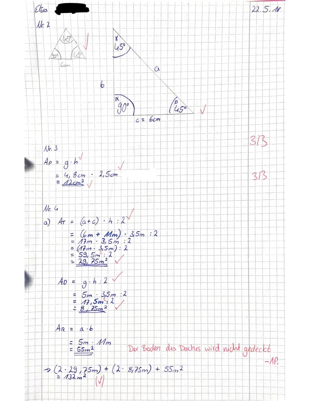 Name:
Mathematikarbeit Nr. 4
Thema: Geometrie (Winkel, Dreiecke, Vierecke) und Terme
Du hast ... Punkte von
33.5
h
Achte auf die Form! (Punk