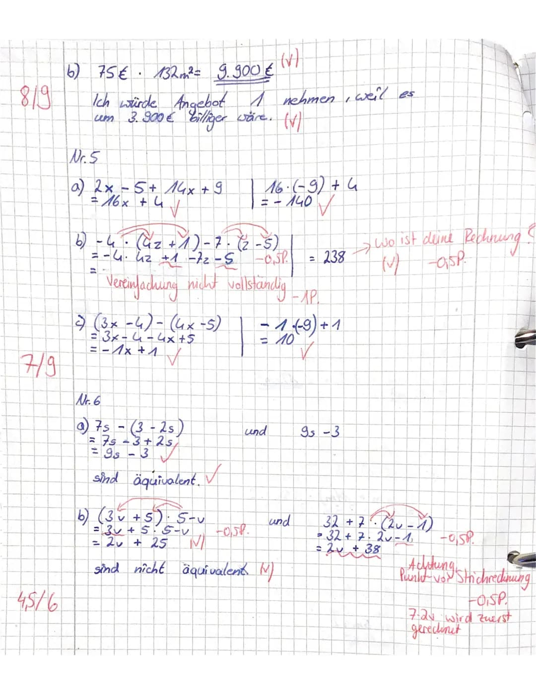 Name:
Mathematikarbeit Nr. 4
Thema: Geometrie (Winkel, Dreiecke, Vierecke) und Terme
Du hast ... Punkte von
33.5
h
Achte auf die Form! (Punk
