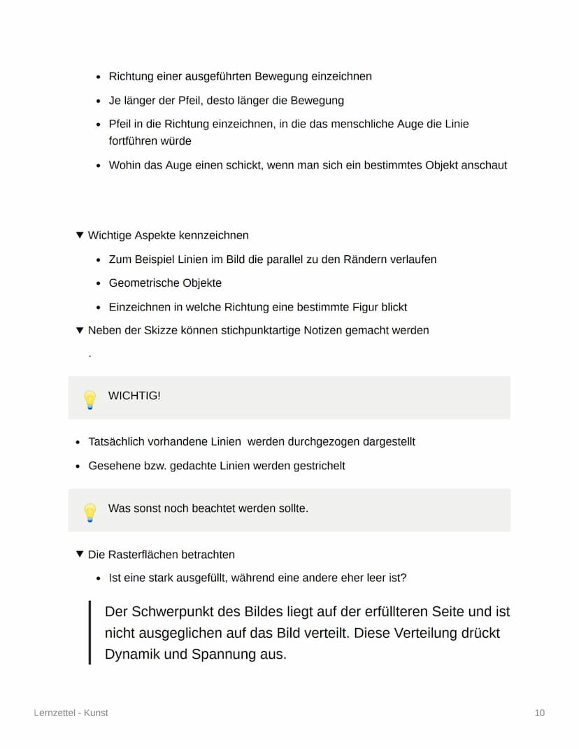 Lernzettel - Kunst
Leitfaden für die ,,Werkimmanente
Bildanalyse"
▾ Die Methode teilt sich in zwei Punkte auf.
1. Analyse der gestalterische