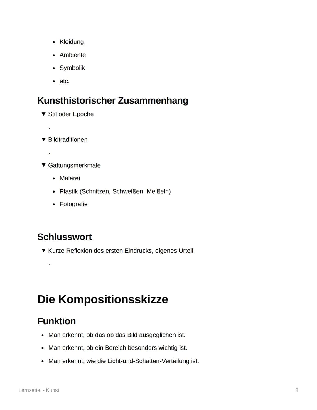 Lernzettel - Kunst
Leitfaden für die ,,Werkimmanente
Bildanalyse"
▾ Die Methode teilt sich in zwei Punkte auf.
1. Analyse der gestalterische