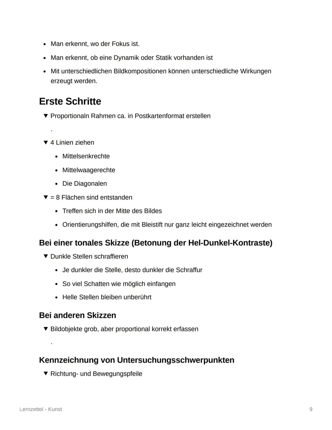 Lernzettel - Kunst
Leitfaden für die ,,Werkimmanente
Bildanalyse"
▾ Die Methode teilt sich in zwei Punkte auf.
1. Analyse der gestalterische
