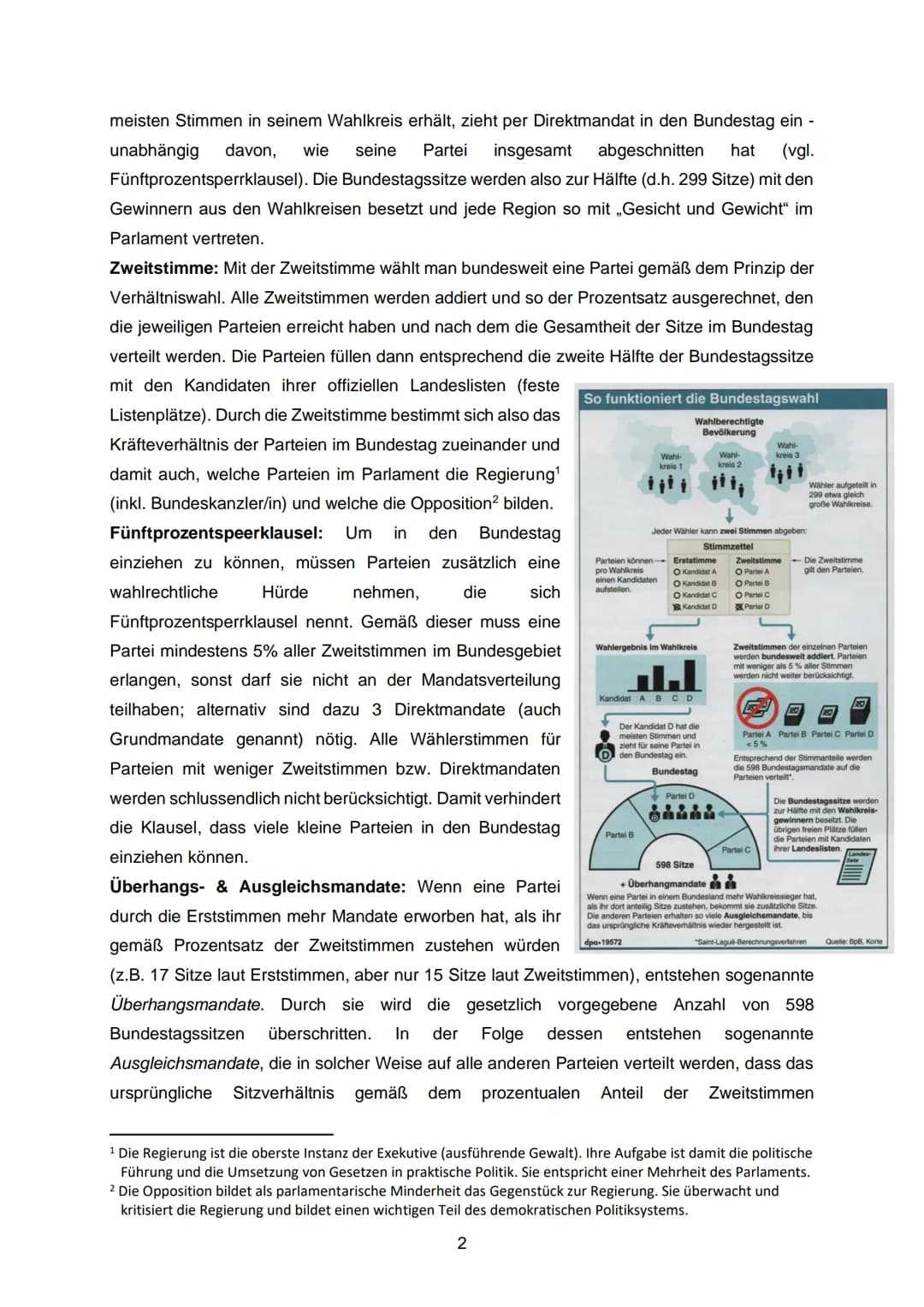 1.) Mehrheitswahl & Verhältniswahl:
Wahlsysteme & Bundestagswahl
Vorteile
- Wahl von Personen/Politikern
(statt ganzer Parteien)
Funktionswe