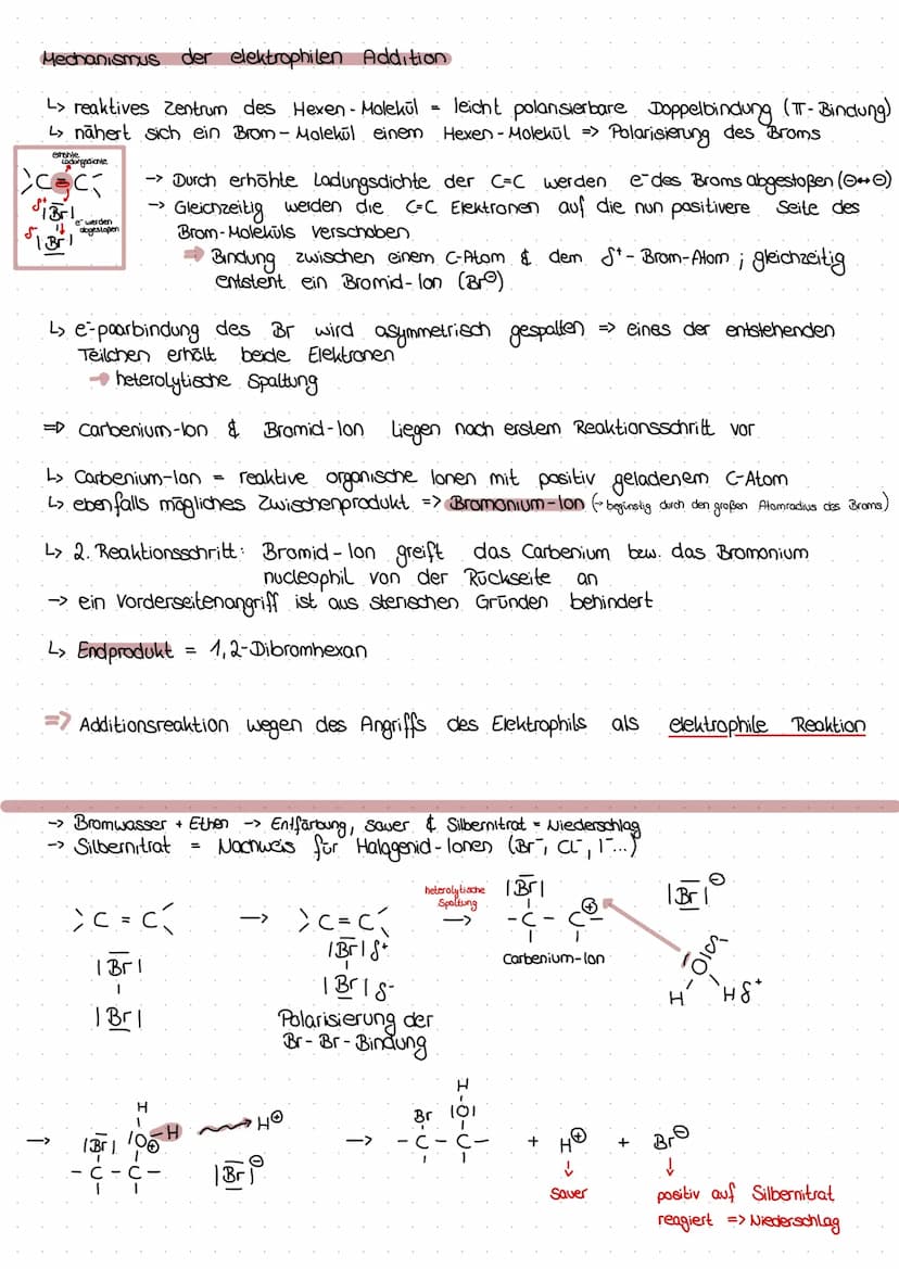 elektrophile Addition
radikale Substitution
L> Ketenstart => • homolytische Spaltung
| Br -Bri -> |Br+ Bri
L> Kettenwachstum
1.
H-C-C- H + |