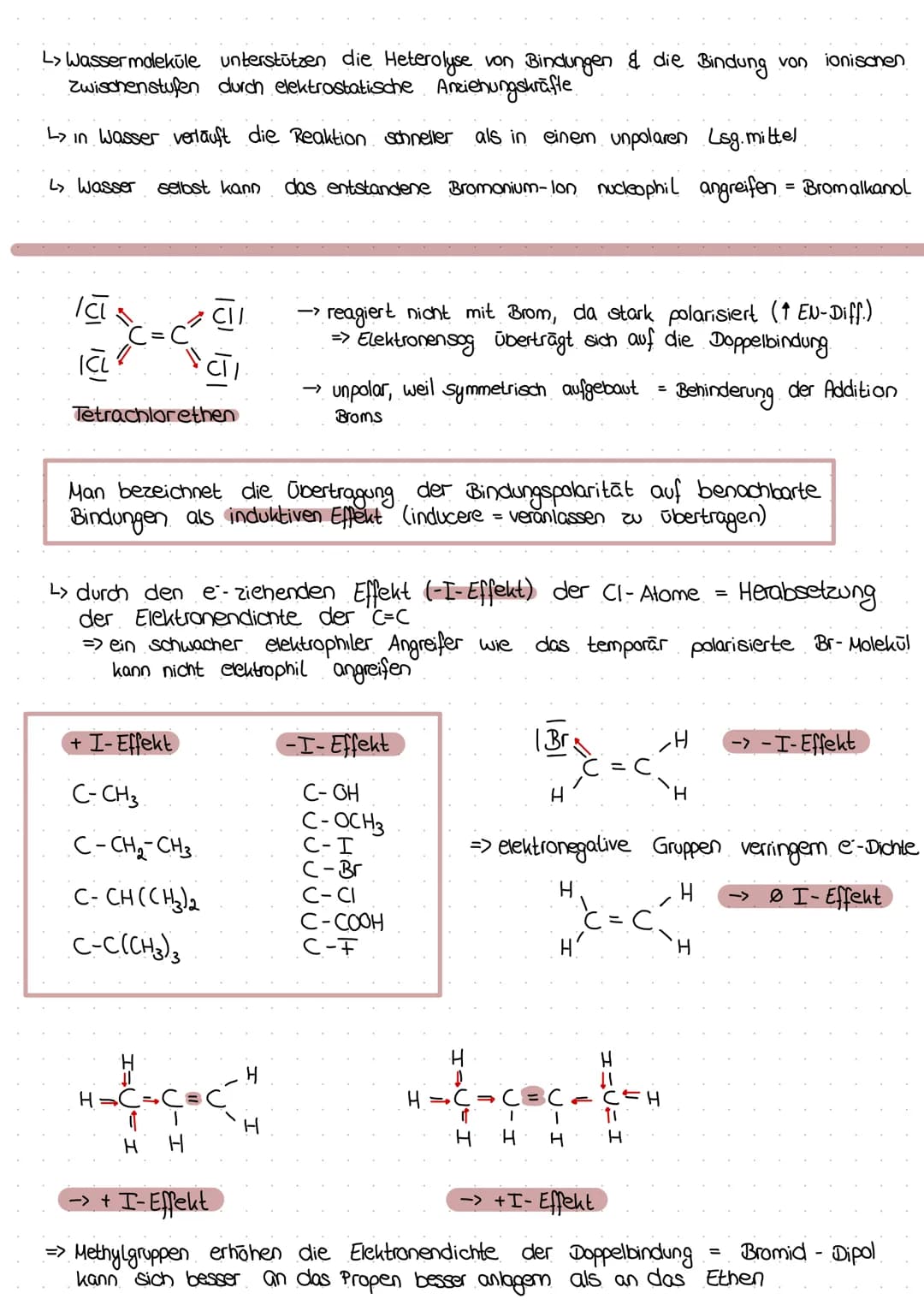 elektrophile Addition
radikale Substitution
L> Ketenstart => • homolytische Spaltung
| Br -Bri -> |Br+ Bri
L> Kettenwachstum
1.
H-C-C- H + |