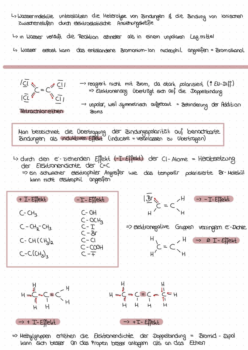 elektrophile Addition
radikale Substitution
L> Ketenstart => • homolytische Spaltung
| Br -Bri -> |Br+ Bri
L> Kettenwachstum
1.
H-C-C- H + |
