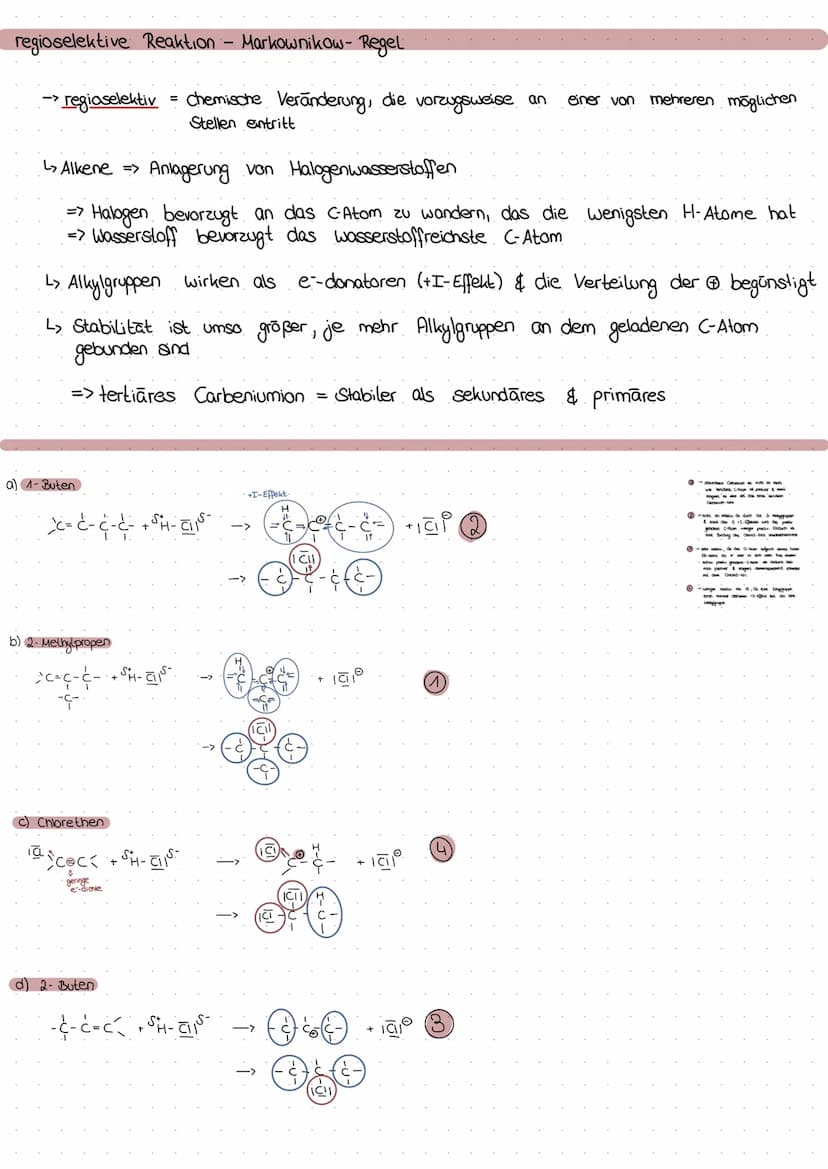 elektrophile Addition
radikale Substitution
L> Ketenstart => • homolytische Spaltung
| Br -Bri -> |Br+ Bri
L> Kettenwachstum
1.
H-C-C- H + |