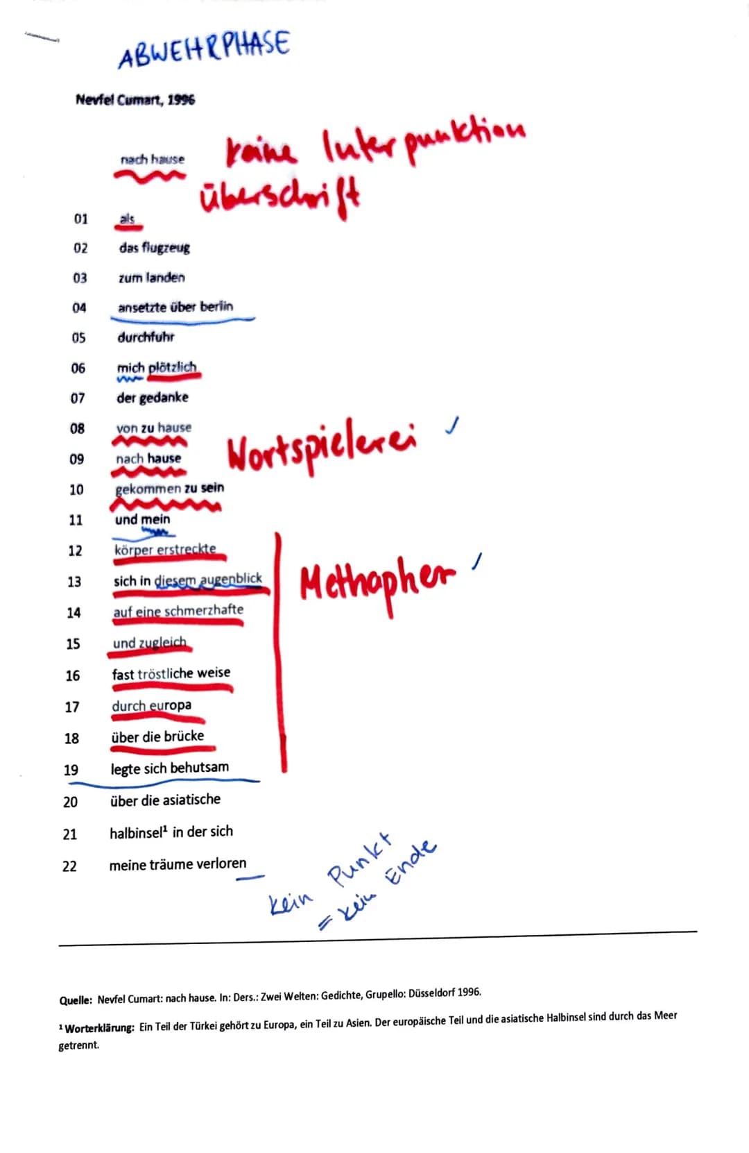 C
Bewertungsbogen/EWH Gedichtanalyse 04.12.2020
1. Verstehensleistung
Aufgabe 1
Die Schülerin/der Schüler...
formuliert einen vollständigen 