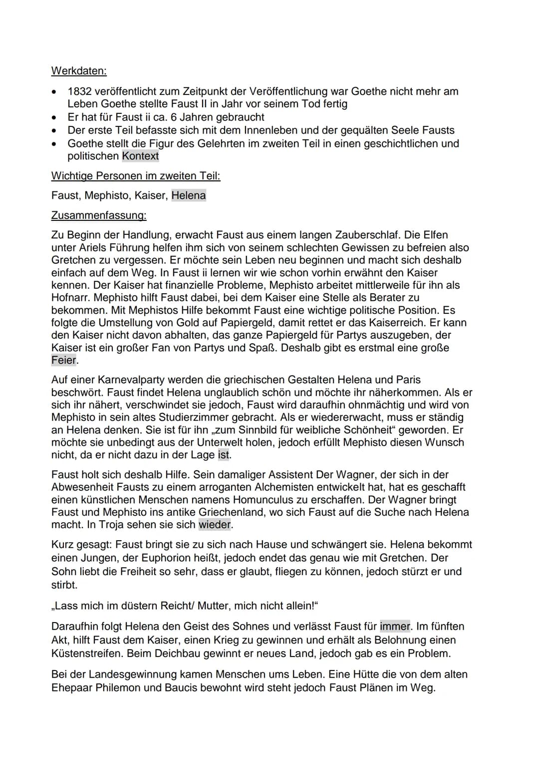 Werkdaten:
1832 veröffentlicht zum Zeitpunkt der Veröffentlichung war Goethe nicht mehr am
Leben Goethe stellte Faust II in Jahr vor seinem 