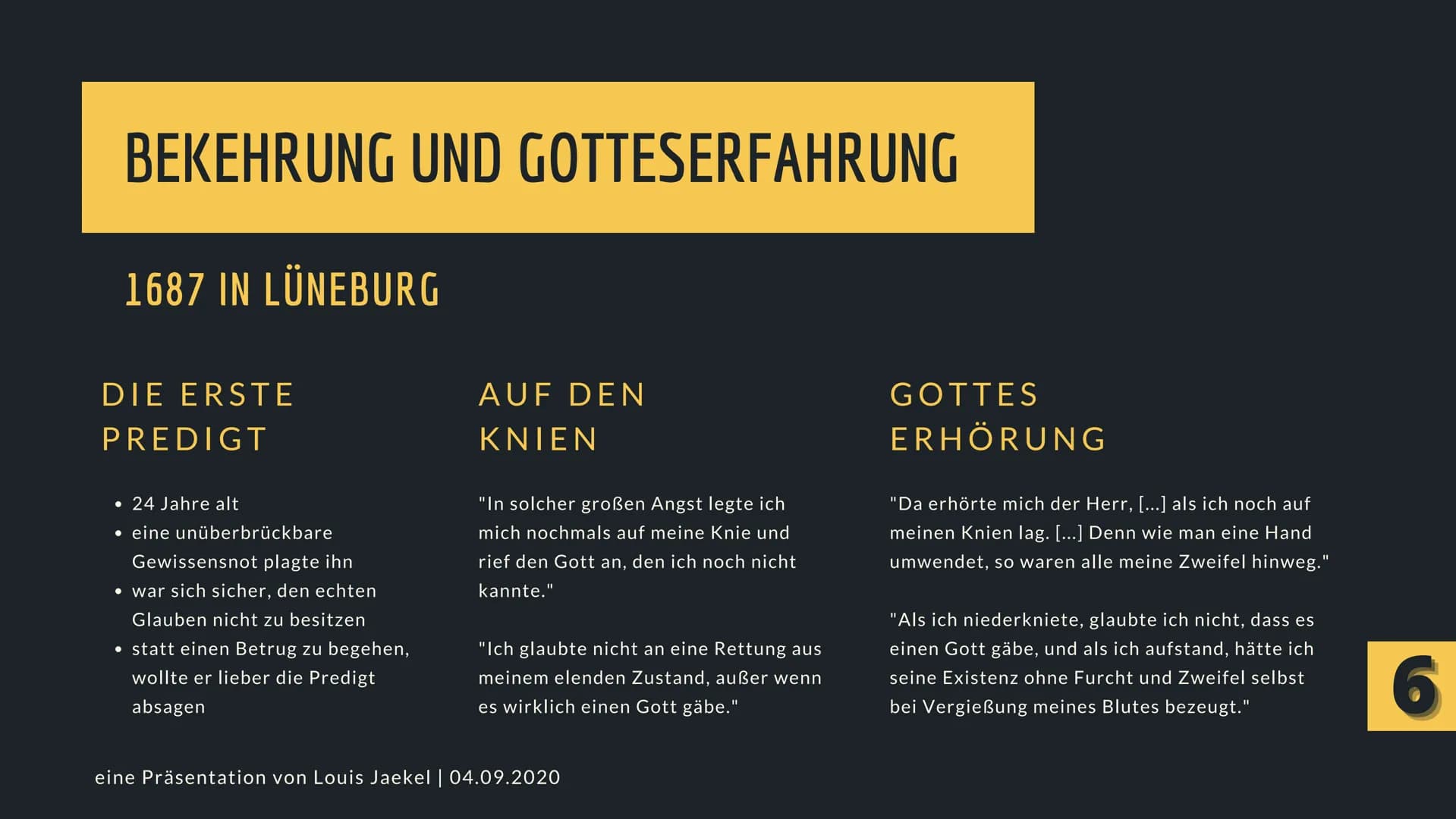 LEBEN & GLAUBE - EINE GOTTESERFAHRUNG
AUGUST HERMANN
FRANCKE
Präsentiert von Louis Jaekel
S
TRA
CONS
ROUTE PATE AUGUST
HERMANN
FRANCKE
Franc
