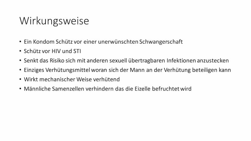 Kondom Inhaltsverzeichnis
Wirkungsweise
• Anwendung
●
●
Vorteile
Nachteile
Wo und wie erhältlich Wirkungsweise
Ein Kondom Schütz vor einer u