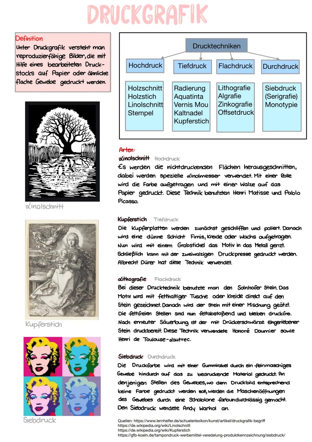 Definition
Unter Druckgrafik versteht man
reproduzierfähige Bilder, die mit
Hilfe eines bearbeiteten Druck-
stocks auf Papier oder ähnliche
