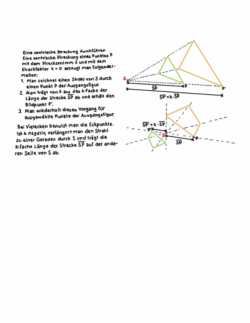 Zentrische Streckung
Streckungszentrum (s)
• Streckungsfaktor (k)
• m.a=a'
• k'•a' = a
• A-k^A'
· A'= k· A
auch Ähnlichkeitsfaktor
• Ist der