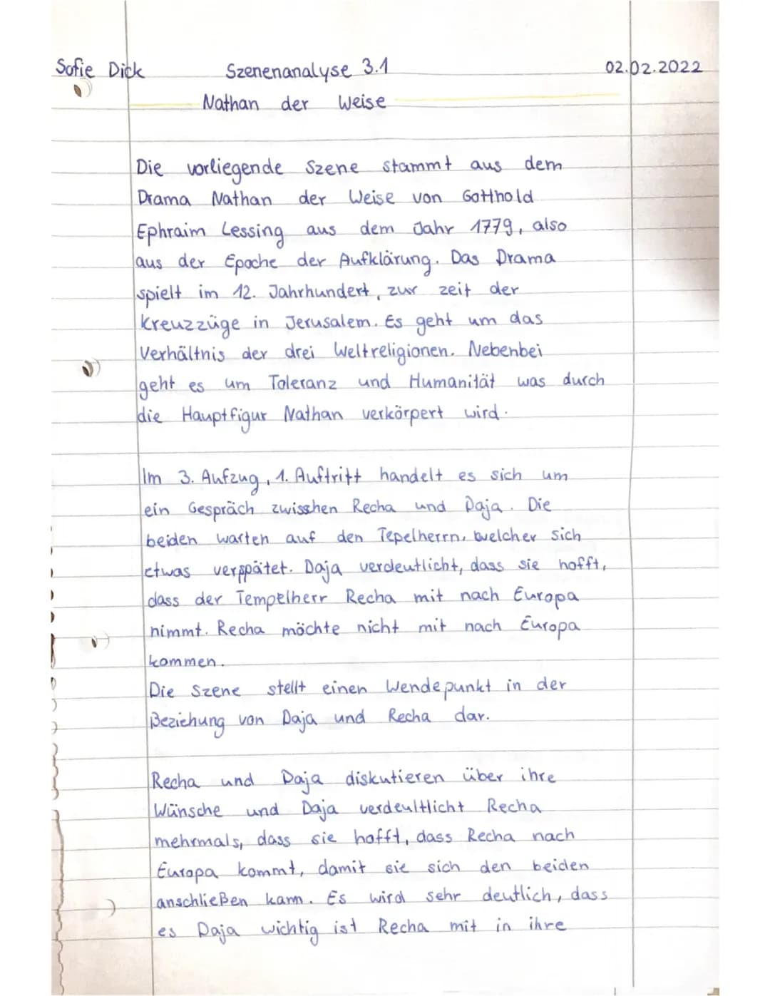  Szene Analyse 3.1 Nathan der Weise 