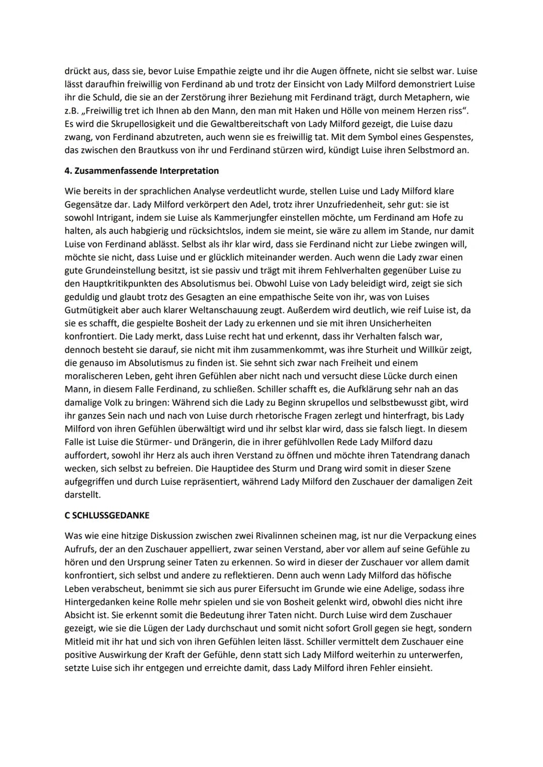 Übungsaufsatz Analyse Kabale und Liebe 4. Akt 7. Szene
A EINLEITUNG
Eine unmögliche Liebesgeschichte voller Hindernisse - das und noch vielm
