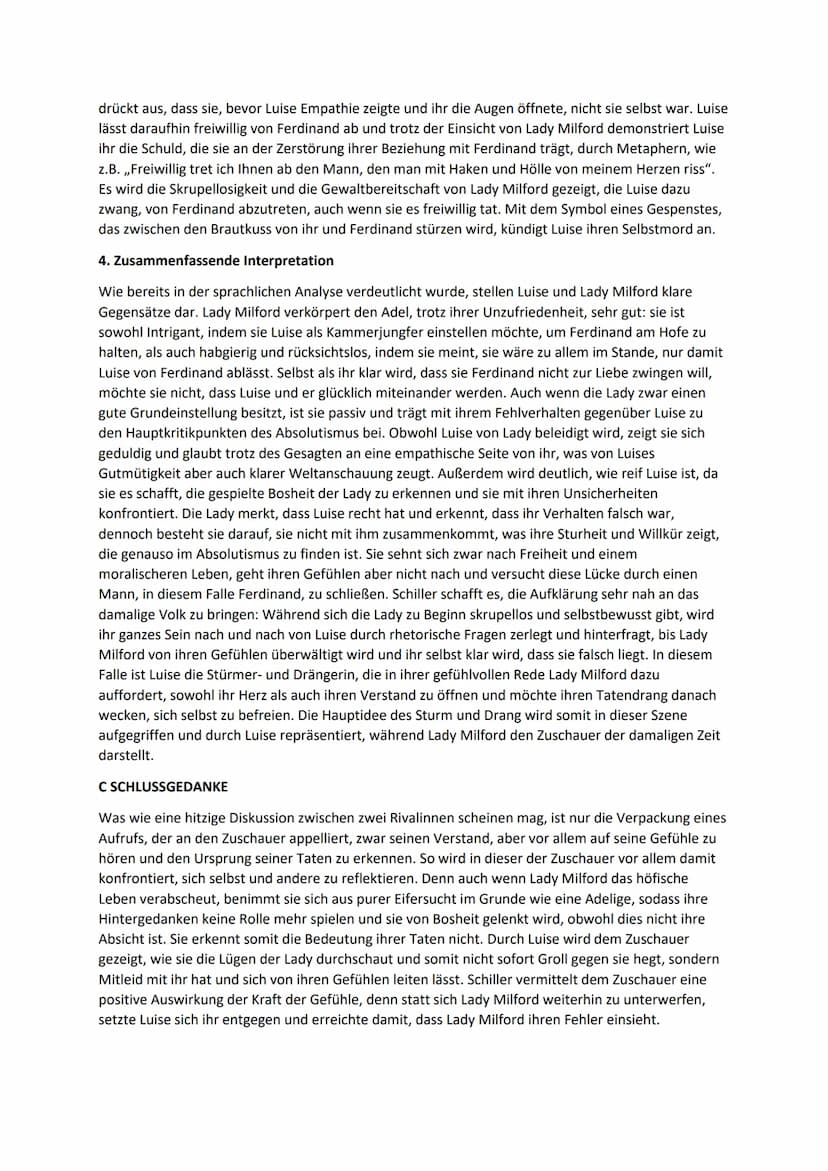 Übungsaufsatz Analyse Kabale und Liebe 4. Akt 7. Szene
A EINLEITUNG
Eine unmögliche Liebesgeschichte voller Hindernisse - das und noch vielm