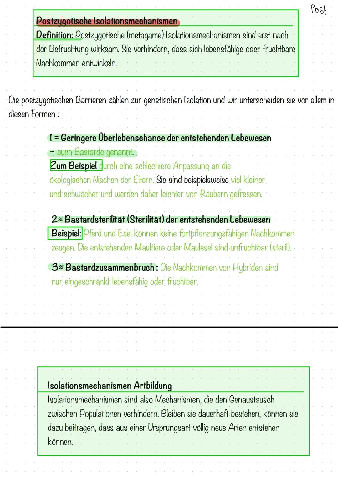 PRÀ POSTZYGOTISCHE ISOLATIONSMECHANISMEN
Definition Isolation: Abtrennung oder Abkapselung
Definition Isolationsmechanismen : (auch: Reprodu