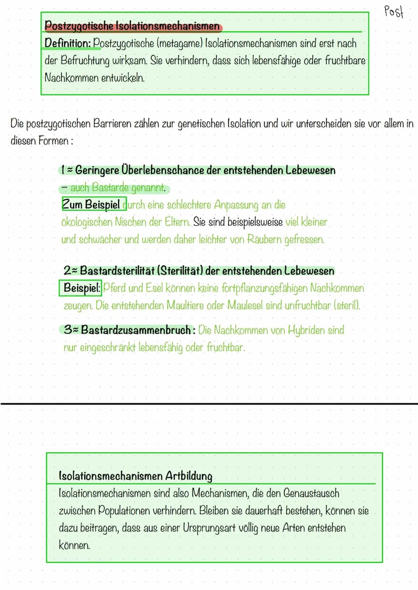 PRÀ POSTZYGOTISCHE ISOLATIONSMECHANISMEN
Definition Isolation: Abtrennung oder Abkapselung
Definition Isolationsmechanismen : (auch: Reprodu