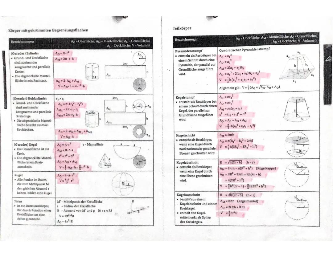 Körper: Ecken, Kanten und Flächen von Zylinder, Kegel, Pyramide und mehr