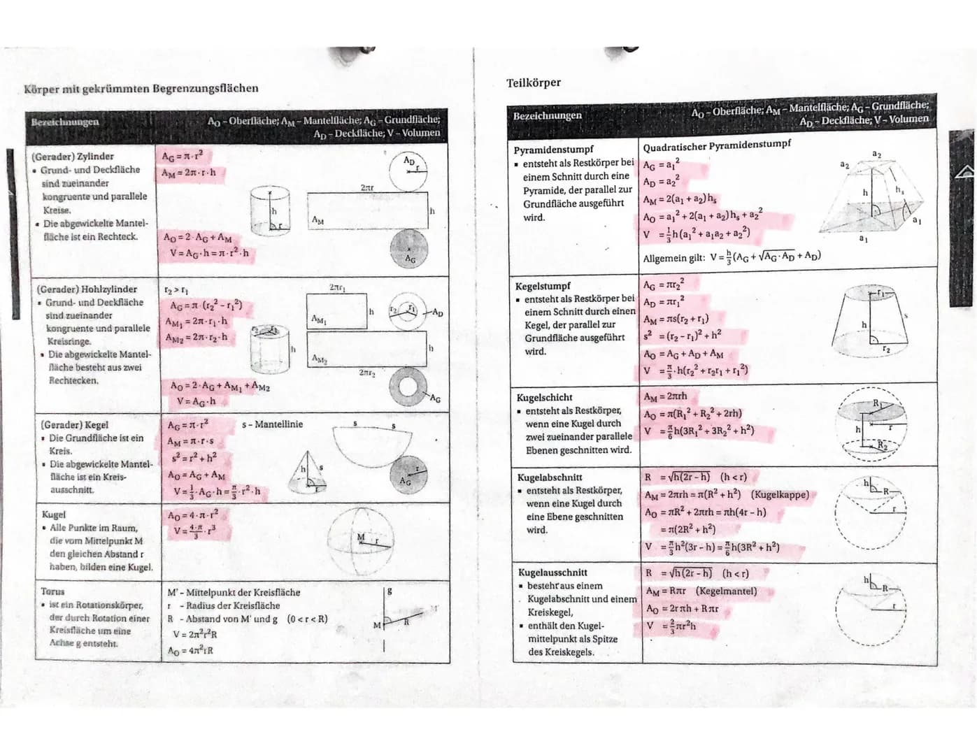 Körper mit gekrümmten Begrenzungsflächen
Bezeichnungen
(Gerader)Zylinder
. Grund- und Deckfläche
sind zueinander
kongruente und parallele
Kr