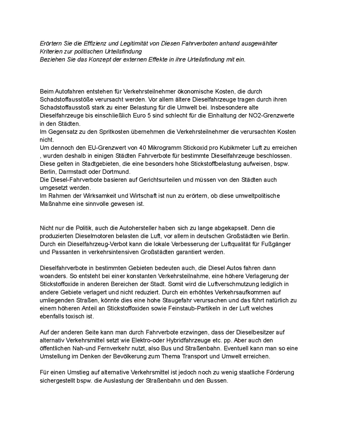 Erörterung - Dieselfahrverbote