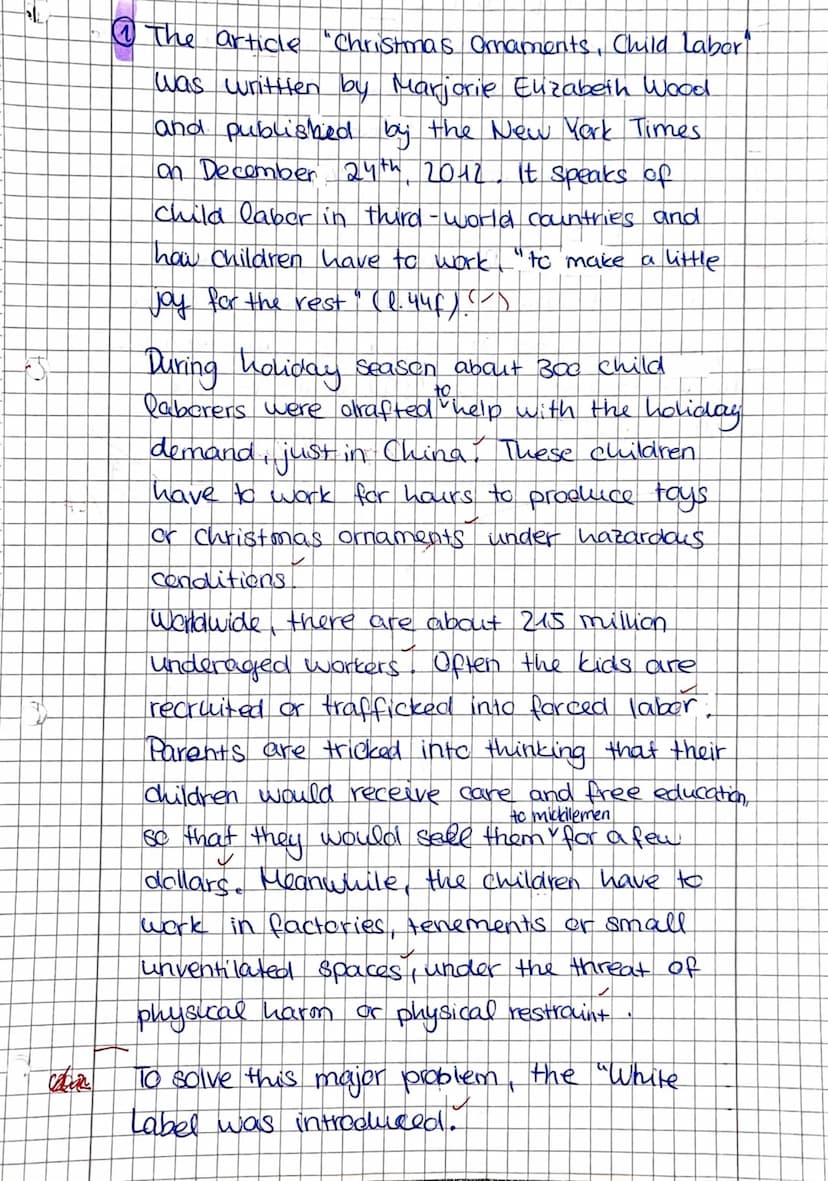 Tasks:
us.
1. Describe the current situation regarding child labour and the approaches
to solving the problem, as depicted in the text.
2. A