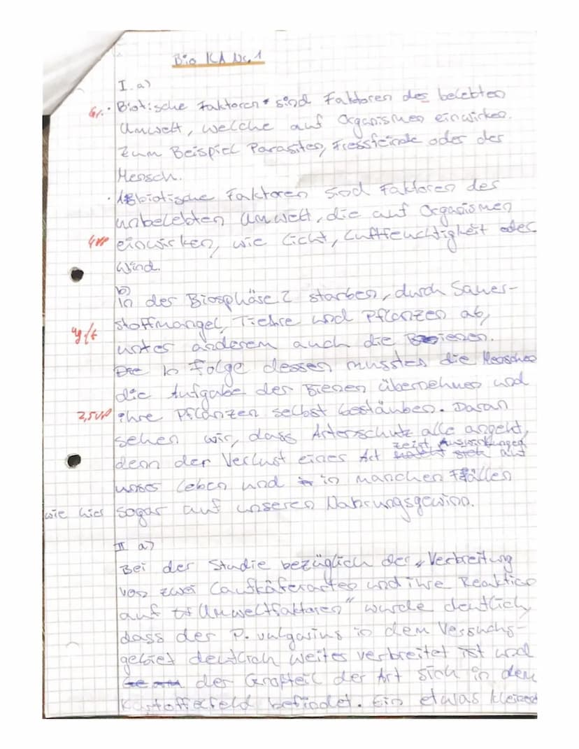 Kepler-Gymnasium Freudenstadt
Biologie Kl.11b Klassenarbeit Nr.1
Aufgabe: Umweltfaktoren spielen für Ökosysteme eine wichtige Rolle...
a) Er