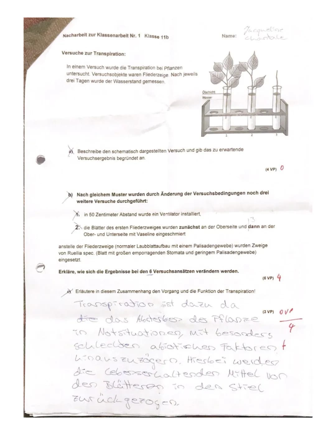 Kepler-Gymnasium Freudenstadt
Biologie Kl.11b Klassenarbeit Nr.1
Aufgabe: Umweltfaktoren spielen für Ökosysteme eine wichtige Rolle...
a) Er