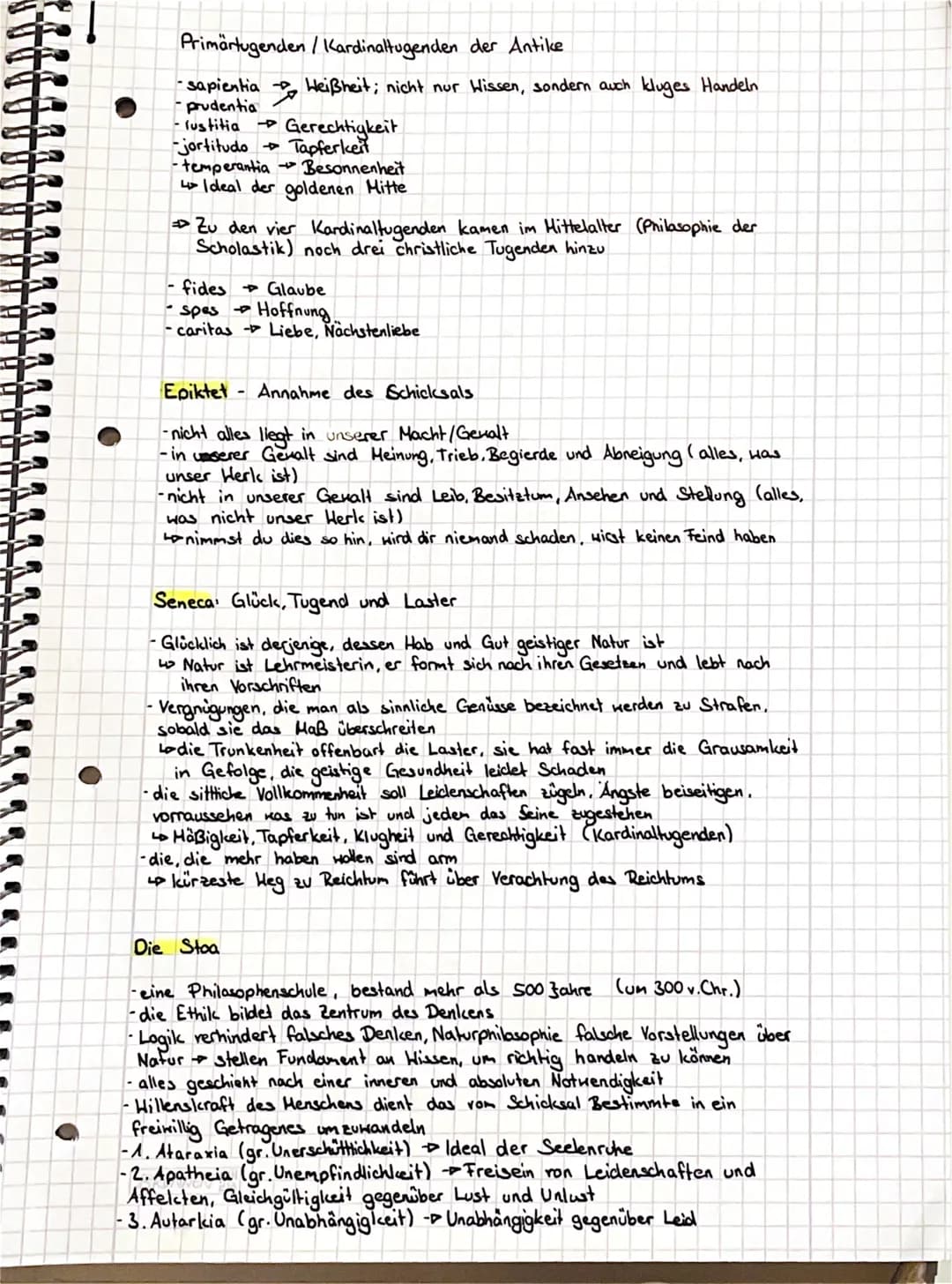 ETHIK
Themen: Glück und Tugend
LP Aristoteles (S. 169-171)
Lo Epikur (S.172)
Epiktet
(S.173)
Seneca
(S. 174)
Die Stoa (S. 176)
Zusammenfassu