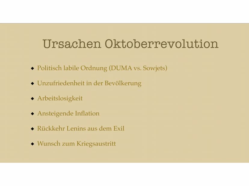Ursachen und Anlässe für eine
Revolution Inhaltsverzeichnis
Russland in der Industrialisierung
Vorwissen
Ursachen Februarrevolution
Verlauf 