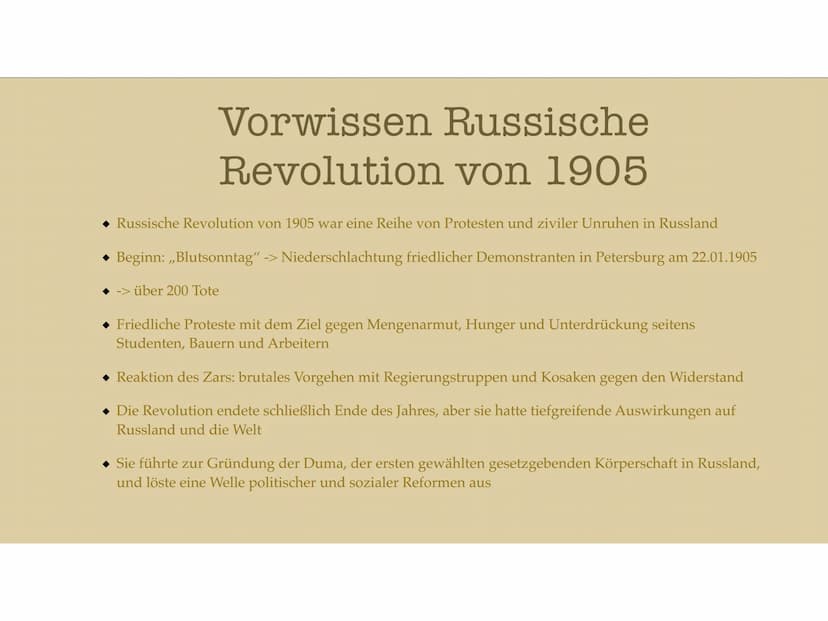 Ursachen und Anlässe für eine
Revolution Inhaltsverzeichnis
Russland in der Industrialisierung
Vorwissen
Ursachen Februarrevolution
Verlauf 