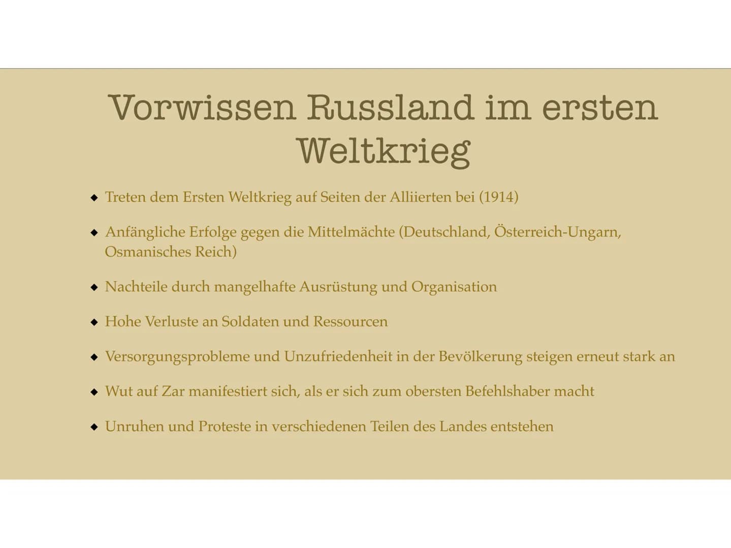 Ursachen und Anlässe für eine
Revolution Inhaltsverzeichnis
Russland in der Industrialisierung
Vorwissen
Ursachen Februarrevolution
Verlauf 
