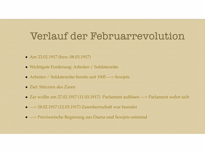 Ursachen und Anlässe für eine
Revolution Inhaltsverzeichnis
Russland in der Industrialisierung
Vorwissen
Ursachen Februarrevolution
Verlauf 