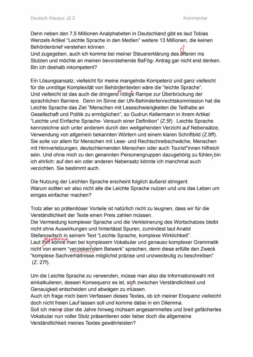 Deutsch Klausur J2.2
Kommentar
Warum wir die Barrierefreiheit auch bei der Sprache garantieren sollten
Sehr geehrte mit Literalität gesegnet