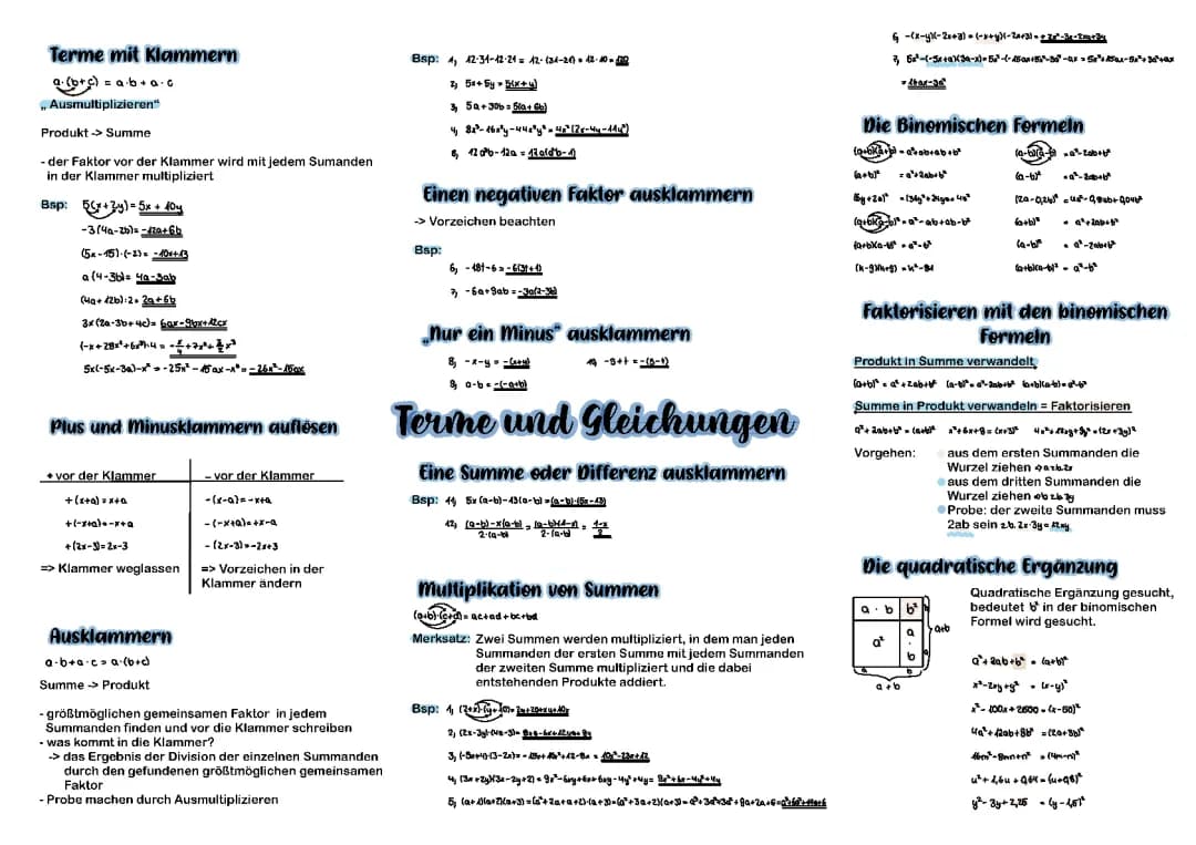 Terme und die binomischen Formeln