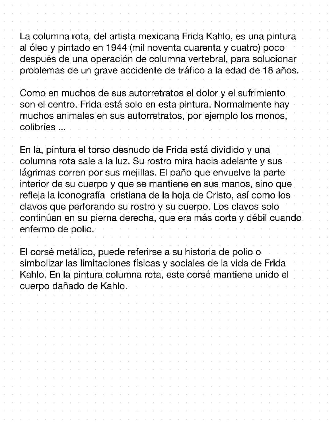 La Columna Rota de Frida Kahlo: Significado y Ficha Técnica