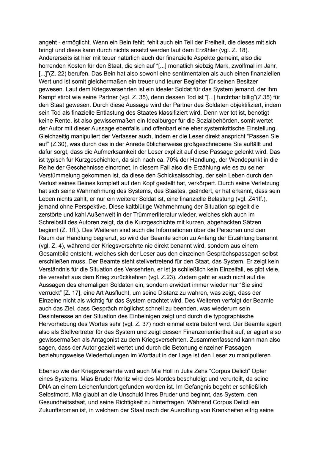 Format III (Epik) Epikanalyse - Mein teures Bein von Heinrich Böll
Hoffnungslosigkeit, Leid und Zukunftsängste - beherrschen in der Nachkrie