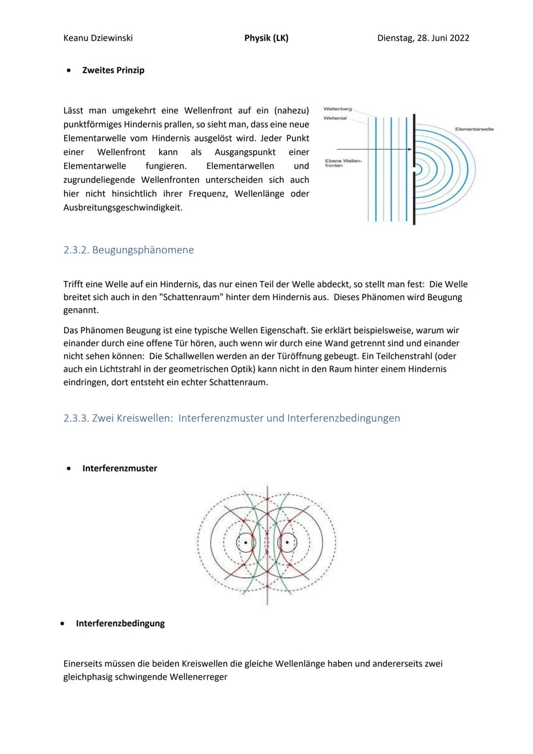 Keanu Dziewinski
Inhaltsverzeichnis
Physik (LK)
2.1. Entstehung und Ausbreitung mechanischer Wellen.
2.1.1. Mechanische Wellen: Entstehung, 