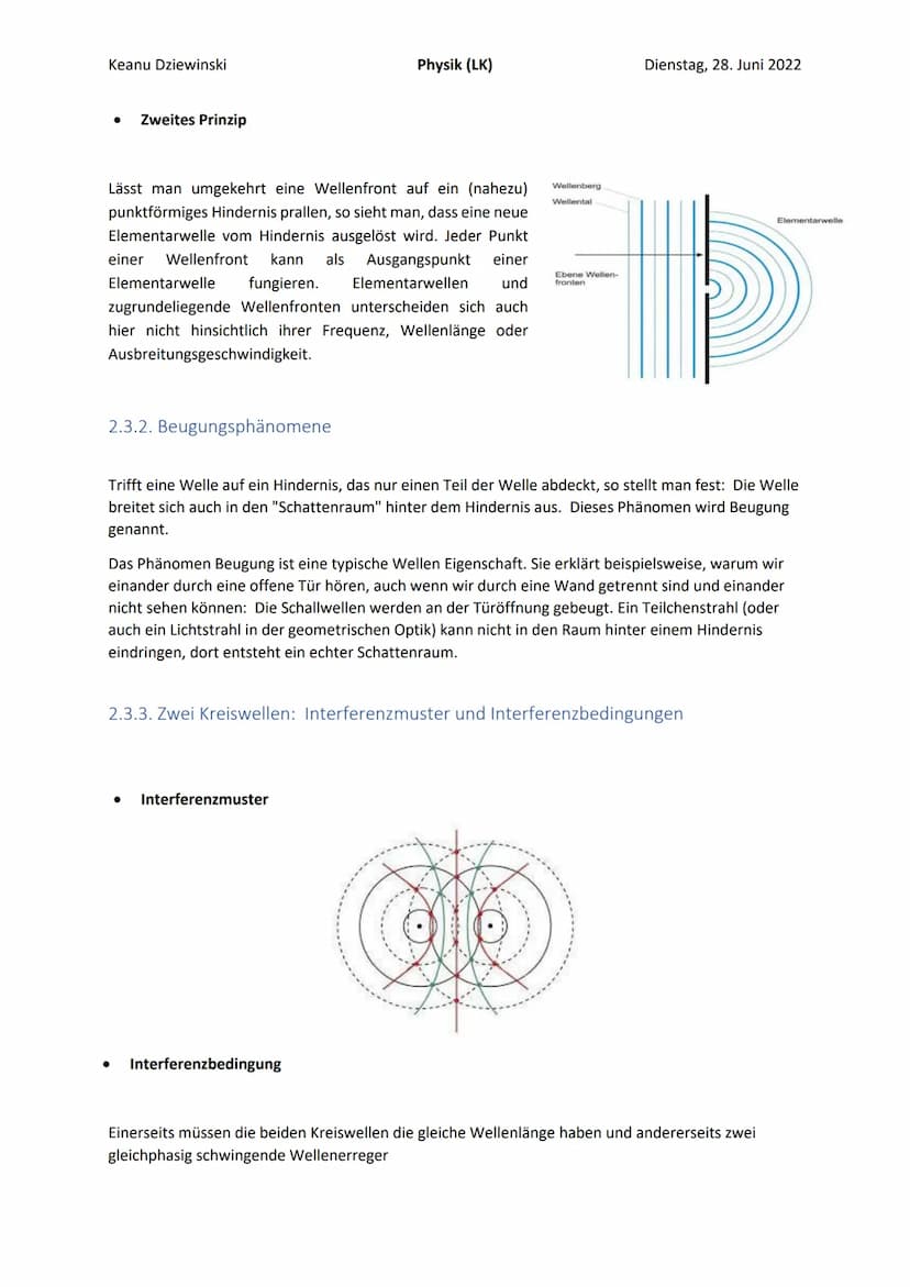Keanu Dziewinski
Inhaltsverzeichnis
Physik (LK)
2.1. Entstehung und Ausbreitung mechanischer Wellen.
2.1.1. Mechanische Wellen: Entstehung, 