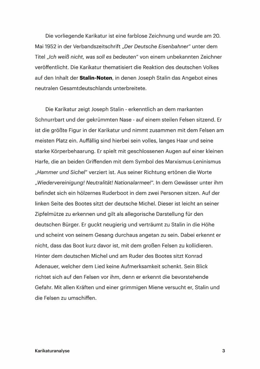 KARIKATUR
ANALYSE
(01)
QUELLENARBEIT: DIE STALIN-NOTE
MAI 2021 WIEDERVEREINIGUNG!
NEUTRALITAT!
NATIONAL ARMEE!
Karikaturanalyse
Ich weiß nic