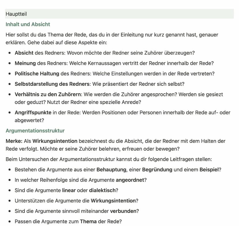Analyse pragmatischer Texte / Rede
▾ Einleitung
• Standardeinleitungssatz (Autor, Titel, Erscheinungsjahr, Textsorte)
▾ Hauptteil
• knappe Z